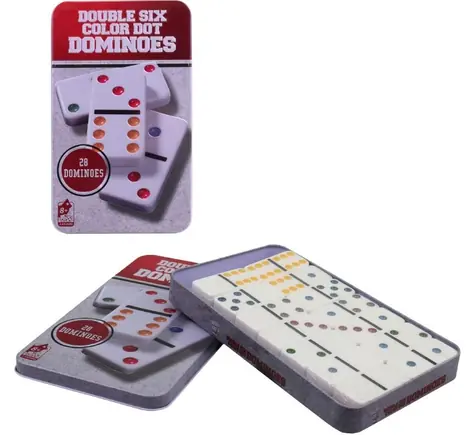 Dominosteine in einer Metallbox / Brettspiel / 28 Teile / Metall / ab 3 Jahren