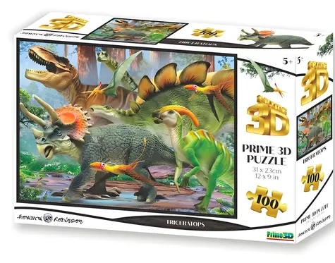 Prime 3D-Puzzle Triceratops / 3D-Effekt / 100 Teile