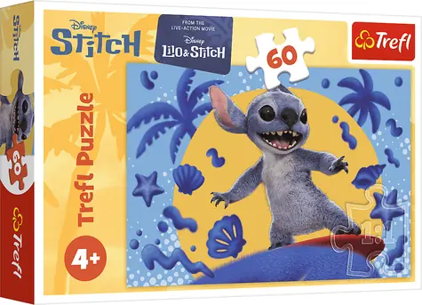Trefl Puzzle Lilo & Stitch: Ein Tag mit Stitch / 60 Teile / 33 x 22 cm / ab 4 Jahren