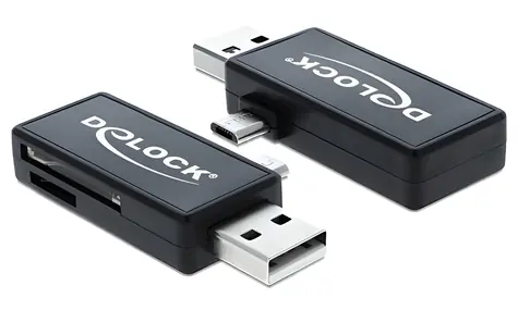 DeLock Speicherkartenleser / Micro-USB OTG / USB 2.0 / SD, microSD, SDHC, SDXC, MMC