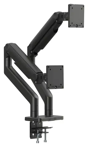 Digitus schwarz / Halterung für zwei Monitore / bis zu 45 Zoll / VESA 75x75, 100x100 / Tragkraft 2 x 20 kg / Federarm