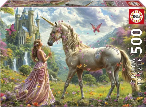 Educa Puzzle Fee, Einhorn und Schmetterlinge / 500 Teile / 48 x 34 cm