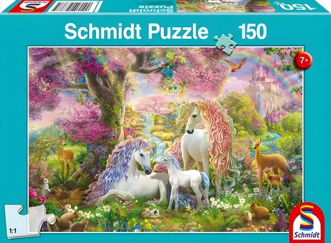Schmidt Puzzle Blumen und Einhörner / 150 Teile / 43,2 × 29,1 cm