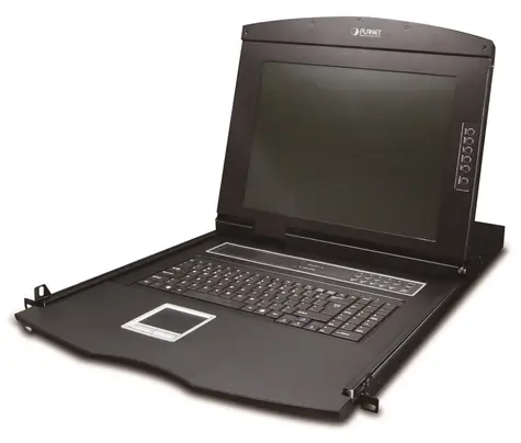 Planet KVM-210-08M / KVM-Konsole / 8 Ports / 17"-LCD-Display / PS/2/USB / 1 HE/19"-Rack / Touchpad