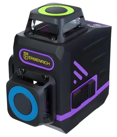 Ermenrich LV60 PRO violetter/Kreuzlaser/grüner Laser / Reichweite 30 m / 12 Linien