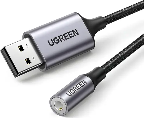 Ugreen 30757 USB-A - 3,5-mm-Klinkenkabel schwarz-silber / Audiokabel