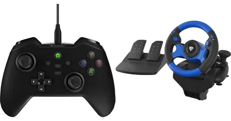 Genesis Mangan 300 schwarz + Seaborg 350 / Gamepad- und Lenkradset / USB / Vibration