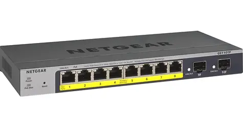 Netgear GS110TPv3 / Switch / 8x GE PoE+ / 55W Budget / SMART Managed Pro / Lüfterlos