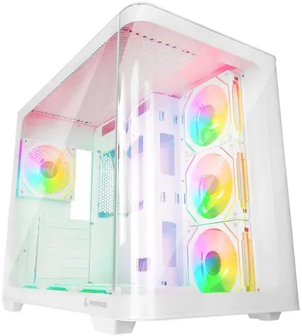 Rampage Loopy weiß / PC-Gehäuse / ATX / Aquarium-Design / 7x ARGB-Lüfter / Infinity HUB