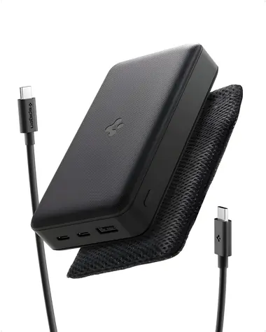 Spigen Essential EA3030 schwarz / Powerbank / 30.000 mAh / 30 W / USB-C + USB-A