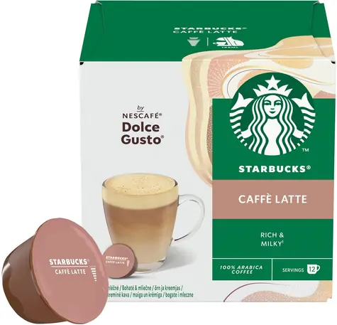 Starbucks Kapselkaffee Caff Latte für Nescafé Dolce Gusto / 12 Stück / Stärke 2