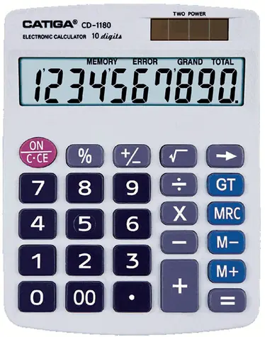 CATIGA 1180 / Tischrechner / 10-stellige Anzeige / Solar- und Batteriebetrieb
