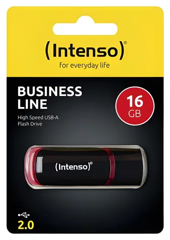 INTENSO Business Line 16 GB schwarz / Flash-Disk / USB 2.0 / Lesen 28 MB/s / Schreiben 6,5 MB/s