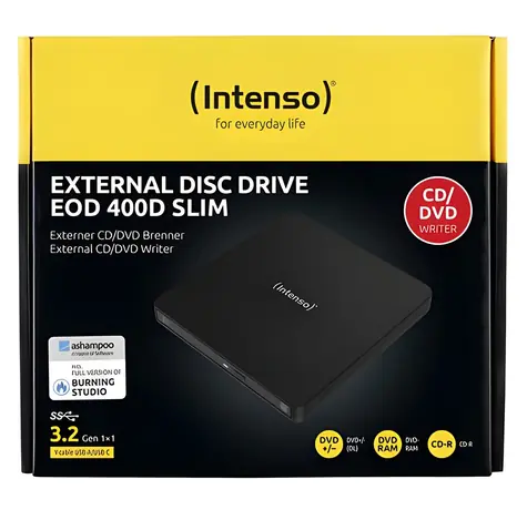 INTENSO EOD 400D Slim schwarz / Externer DVD-Brenner / USB 3.2 Gen1 / 8x DVD / 24x CD