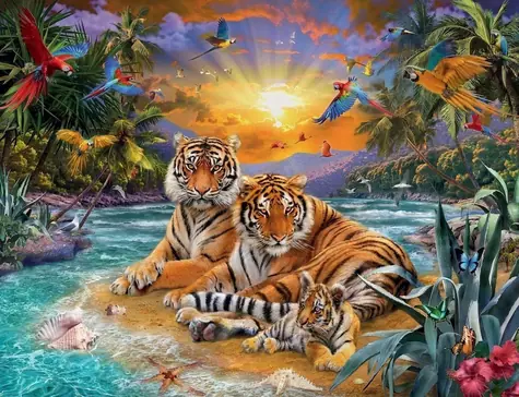 Diamantmalerei - Tigerfamilie / 30 x 40 cm