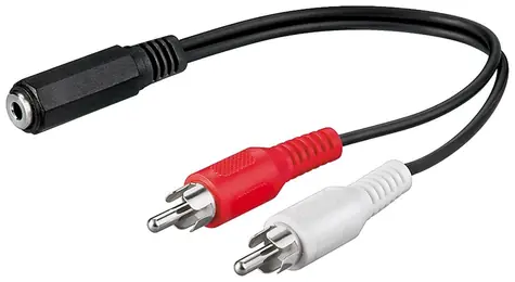 Goobay 50092 schwarz / Audioadapter / 3,5-mm-Klinkenstecker auf 2x Cinch / 20 cm