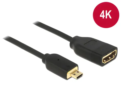 DeLock schwarz / Micro-HDMI-auf-HDMI-Adapter / High Speed mit Ethernet / 4K 60 Hz / 20 cm