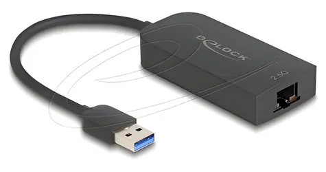 DeLock 66045 USB Typ-A auf 2,5 Gigabit LAN schwarz / Adapter / RJ-45 / 2,5 Gbit/s / 15 cm