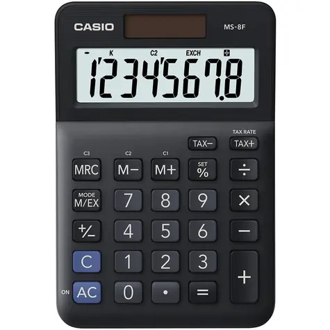 Casio MS 8 F schwarz / Tischrechner mit Mehrwertsteuerberechnung / achtstellig