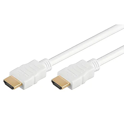 Neutrales HDMI 2.0-Kabel, weiß / HDMI-Kabel / Stecker auf Stecker / vergoldete Anschlüsse / Ethernet / 0,5 m