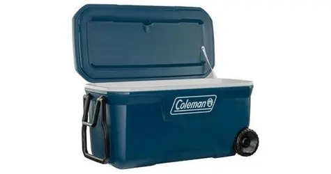 Coleman 100QT Xtreme Kühlbox mit Rollen, blau/weiß / Isoliert bis zu 5 Tage / Volumen 94 l