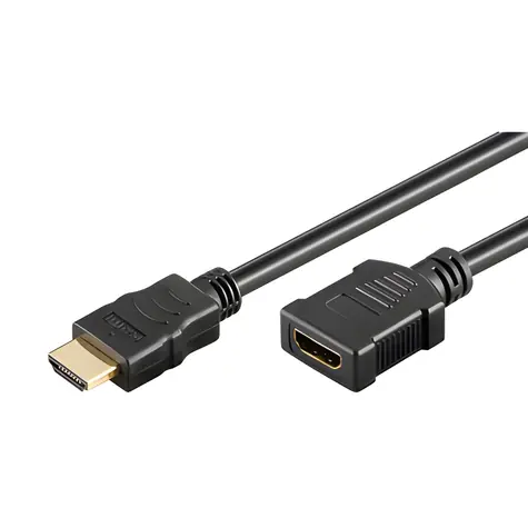 Neutrales HDMI-Verlängerungskabel, schwarz / Verlängerungskabel / HDMI-Stecker auf HDMI-Buchse / HDMI 2.0 / 5 m