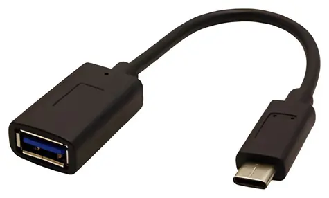 Neutrales OTG-Kabel USB-C - USB-A, schwarz / USB-Adapter / USB-C-Stecker - USB-A-Buchse / 0,15 m / USB 3.1