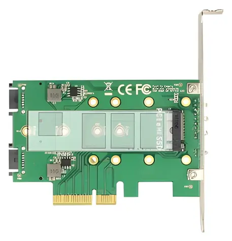 DeLock PCIe-Karte 3x M.2 / M.2-Controller / PCIe x4 / SATA + PCIe / Low-Profile