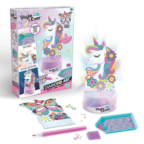 STYLE4EVER Diamantmalerei-Lampe Einhorn / ab 6 Jahren