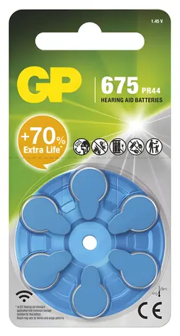 GP ZA675F / Hörgerätebatterien / 6 Stück / PR44