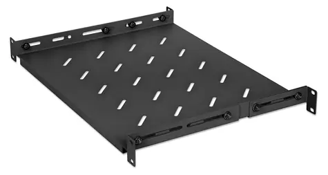 Intellinet 714082 schwarz / Rack für 19" / Tiefe 350-550 mm / 1 HE / Tragfähigkeit 20 kg