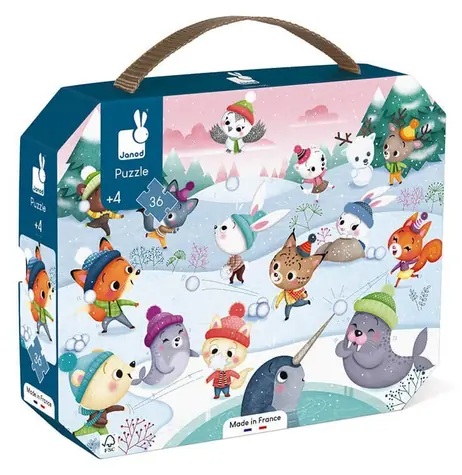 JANOD Puzzle im Koffer „Party im Schnee“ / 36 Teile / 50 x 40 cm