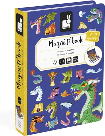 JANOD Magnetbuch Drachen / 53 Magnete / 10 Karten