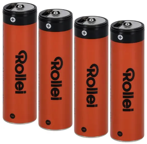 Rollei AA / Wiederaufladbare Batterien / USB-C-Ladefunktion / 4 Stück pro Packung