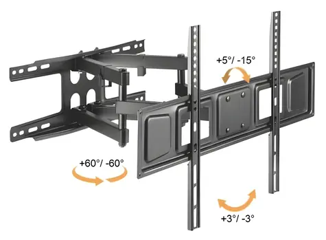 Brateck LPA63-466, matt schwarz / Ausziehbare, verstellbare Wandhalterung für Fernseher von 37" bis 80" / Tragkraft 40 kg / VESA 600x400