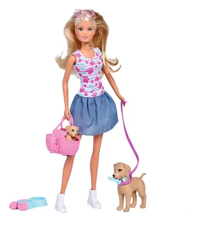 Simba Steffi Puppe mit Hunden / 29 cm