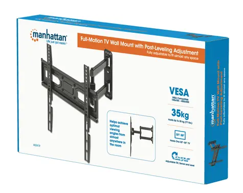 Manhattan FullMotion Wandhalterung für Fernseher / schwenk- und neigbar / 32"-55" / Tragkraft 35 kg / VESA 400×400