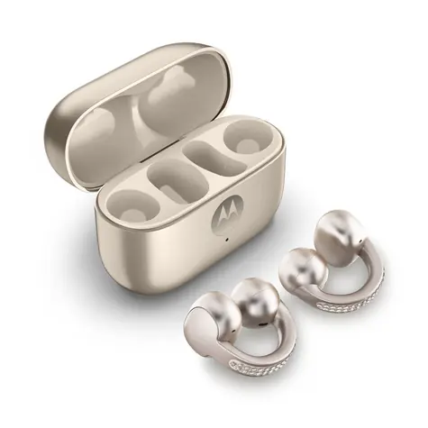 Motorola Moto Buds Loop beige / Kabellose Kopfhörer / Ohrclip / ANC / Bluetooth 5.0