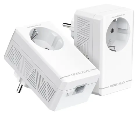 Mercusys MP500P Kit AV1000 Powerline-Durchleitung / Powerline-Adapter-Set / 1000 Mbit/s / GLAN / HomePlug AV2 / 2 Stück
