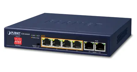 Planet Switch 4X 10/100/1000T PoE+ / Switch / 802.3at / Gigabit