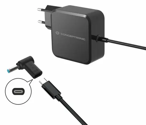 Conceptronic USB-C PD - HP 4,5 x 3,0 mm schwarz / Netzteil / Für HP Laptops / 18-20 V / 1 Stück
