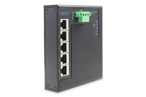 Digitus Industrie-Flachschalter 5x Gigabit schwarz / Schalter / Unmanaged / DIN-Schiene / IP40