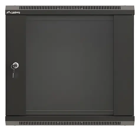 Lanberg WF03-5309-10B schwarz / Wandschrank / 19" / 9 HE / 540 × 350 mm / Glastür / Tragfähigkeit 60 kg