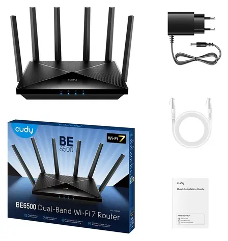 Cudy WR6500 / Router / Wi-Fi 7 / Dualband / 5765 Mbit/s / 4X Gigabit-LAN