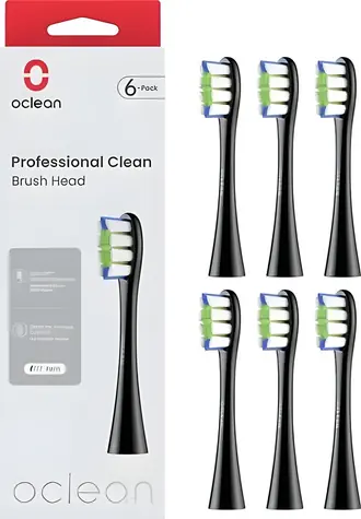Oclean Professional Clean Bürstenkopf P1C5 schwarz (6 Stück) / Ersatzköpfe / Oclean Schallzahnbürsten / mittel