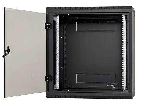 Triton Wandrack 12 HE schwarz / Rack / Wandmontage / 600 x 595 mm / perforierte Tür