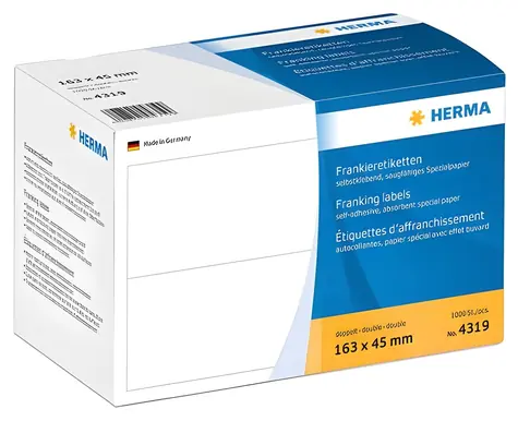 Herma Frankieretiketten doppelt 163 x 45 mm / weißes Papier / 1000 Stück.