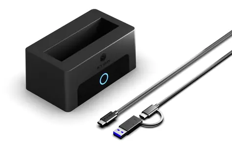 Icy Box Spade Dock 1123 schwarz / Dockingstation für HDD und SSD / M.2, 2,5", 3,5" / USB-C / 10 Gbit/s