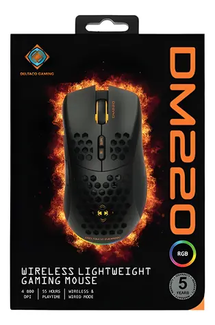 Deltaco DM220 schwarz / Gaming-Maus / RGB / kabellos (Bluetooth/2,4 GHz) / 4800 DPI / 7 Tasten