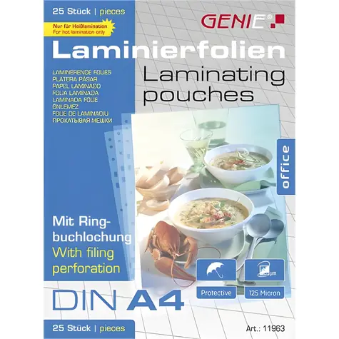 GENIE 11963 A4 / Laminierfolie / 25 Stück / 338 x 303 mm / glänzend
